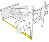 Wandhalterung TV Weiß 70' schwenkbar Doppelarm Wandabstand 67cm mit Kabelkanal