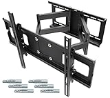 RICOO TV Wandhalterung R06-F Universal für 40-75 Zoll (ca. 102-191cm) Schwenkbar Neigbar Wand Halter Fernseher Aufhängung Fernseh Halterung | mit Fischer UX10 Dübel | VESA 300x200 600x400 | Schwarz
