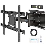 BONTEC TV Wandhalterung Schwenkbar Neigbar für 37-80 Zoll LCD/LED Fernseh Vollbewegung - Ultrastarker Doppelarm - Superstarke 90kg Tragfähigkeit - Inklusive 1,8m HDMI-Kabel, Wasserwaage, Reinigungsset