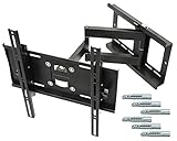 RICOO TV Wandhalterung R23-F Universal für 32-65 Zoll (ca. 81-165cm) Schwenkbar Neigbar | Fernseh Halterung Wand Halter Aufhängung Fernseher | inkl Fischer UX10 | VESA 200x100 400x400 | Schwarz