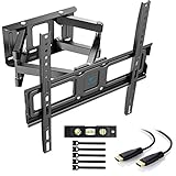 PERLESMITH TV Wandhalterung, Schwenkbare Neigbare TV Halterung für 32-55 Zoll Flach & Curved Fernseher oder Monitor bis zu 45kg, max.VESA 400x400mm (400x400mm | Doppelter Arm, schwarz)