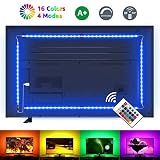 LE LED TV Hintergrundbeleuchtung, 2M RGB LED Fernseher Beleuchtung for 35~65 Zoll HDTV PC Monitor, Upgrade RF Fernbedienung, Dimmbar Farbauswahlen und Helligkeit 4x50 cm LED Strip USB (RGB, 2m)
